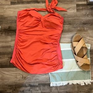 Peach skirted swimsuit